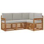 vidaXL Ensemble de canapés d'extérieur 4 pc Gris Naturel et Clair