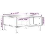 vidaXL Table basse chêne artisanal 60x60x30 cm bois d'ingénierie