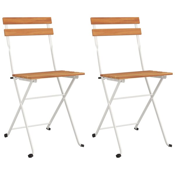 vidaXL Chaises de bistrot pliantes lot de 2 Bois d'acacia solide acier