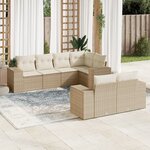 vidaXL Salon de jardin avec coussins 7 Pièces beige résine tressée