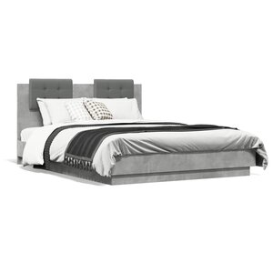 vidaXL Cadre de lit sans matelas gris béton 120x190 cm