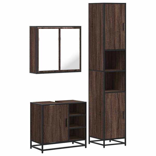 vidaXL Ensemble de meubles de salle de bain 3 Pièces Chêne marron