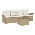 vidaXL Ensemble de canapé de jardin 5 pièces avec coussins beiges en rotin synthétique