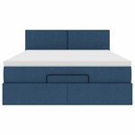 vidaXL Lit ottoman avec matelas et LED bleu 140x190 cm tissu