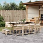 vidaXL Ensemble à manger de jardin et coussins 13 Pièces beige
