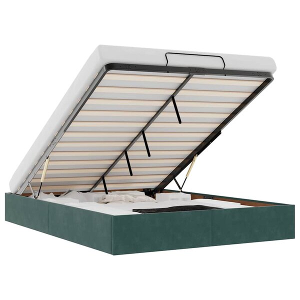 vidaXL Cadre de lit ottoman sans matelas vert foncé 140x190 cm velours