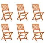 vidaXL Chaises de jardin pliables lot de 6 Bois d'eucalyptus massif