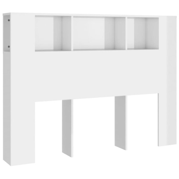 vidaXL Armoire de tête de lit Blanc brillant 140x18 5x104 5 cm