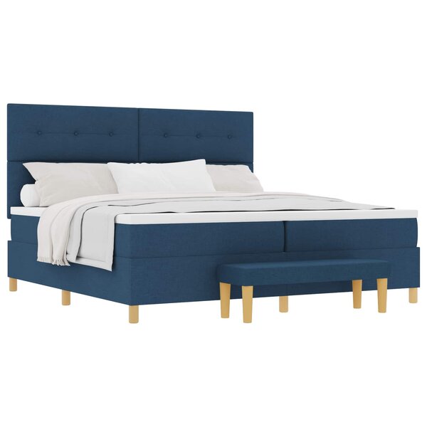 vidaXL Lit à ressorts avec matelas Bleu 200 x 200 cm tissu