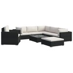 vidaXL Salon de jardin 8 Pièces avec coussins résine tressée noir