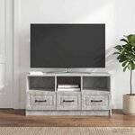 vidaXL Meuble TV Gris béton 102 x 34 5 x 47 cm Bois d'ingénierie