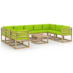 vidaXL Salon de jardin 10 Pièces avec coussins bois de pin imprégné