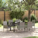 vidaXL Ensemble de salle à manger pour jardin 7 Pièces Gris Poly rotin