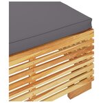 vidaXL Repose-pied de jardin et coussin Gris foncé Bois de teck massif