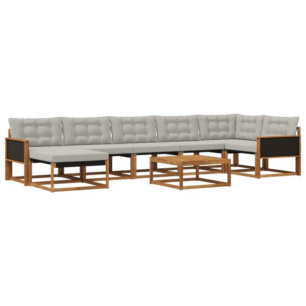 vidaXL Ensemble de canapés d'extérieur 8 Pièces Naturel et gris clair