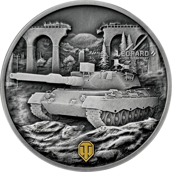 Monnaie LEOPARD 120 VERBESSERT World Of Tanks 1 Oz Argent 1$ Niue 2025