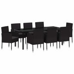 vidaXL Ensemble de salle à manger pour jardin 9 Pièces Noir Poly rotin