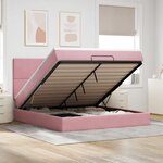 vidaXL Cadre de lit ottoman avec matelas rose 180x200 cm velours