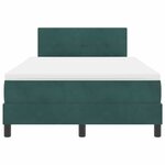 Lit box spring vidaXL avec matelas vert foncé petit double en velours