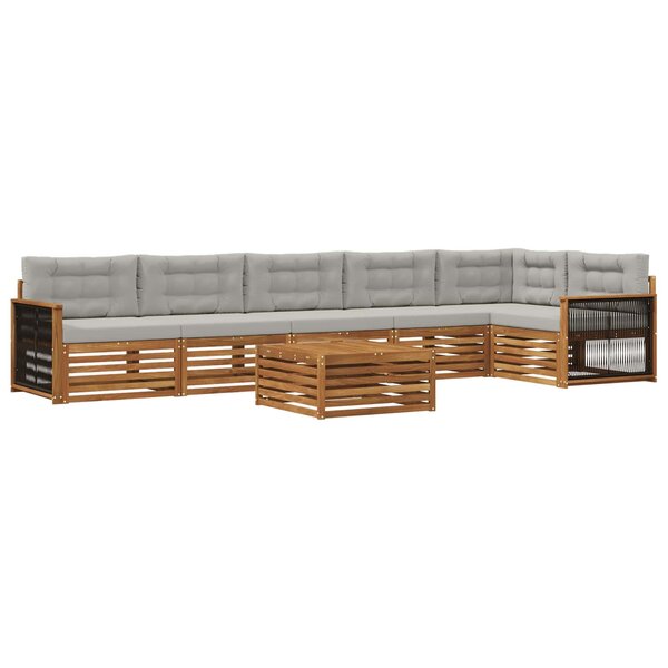 vidaXL Ensemble de canapés d'extérieur 7 Pièces Naturel et gris clair