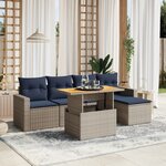 vidaXL Salon de jardin 6 Pièces avec coussins gris résine tressée