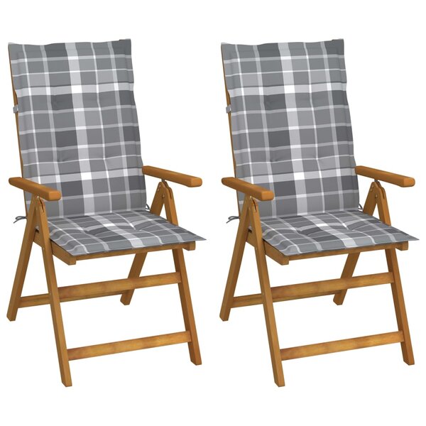 vidaXL Chaises inclinables de jardin 2 Pièces avec coussins Bois d'acacia