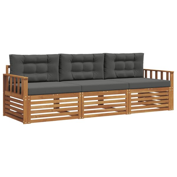 vidaXL Ensemble de canapés d'extérieur 3 Pièces Naturel et Anthracite