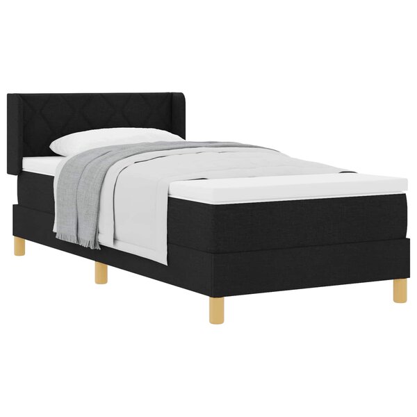 vidaXL Lit à ressorts avec tête de lit Noir 190 x 90 cm tissu