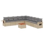 vidaXL Salon de jardin et coussins 10 Pièces mélange beige résine tressée