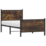 vidaXL Cadre de lit en métal sans matelas chêne fumé 90x190 cm