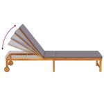 vidaXL Chaise longue en bois massif d'acacia avec coussins gris clair.