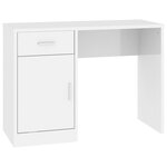 vidaXL Bureau avec tiroir et armoire Blanc brillant 100x40x73 cm