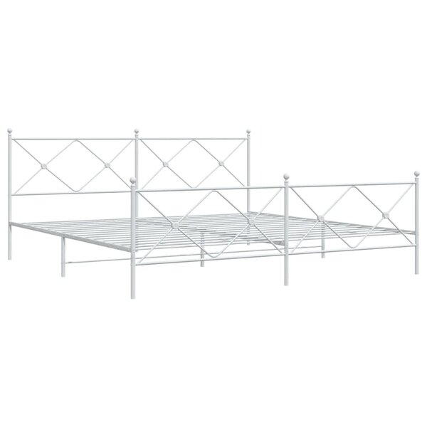 vidaXL Cadre de lit métal avec tête de lit/pied de lit blanc 193x203cm