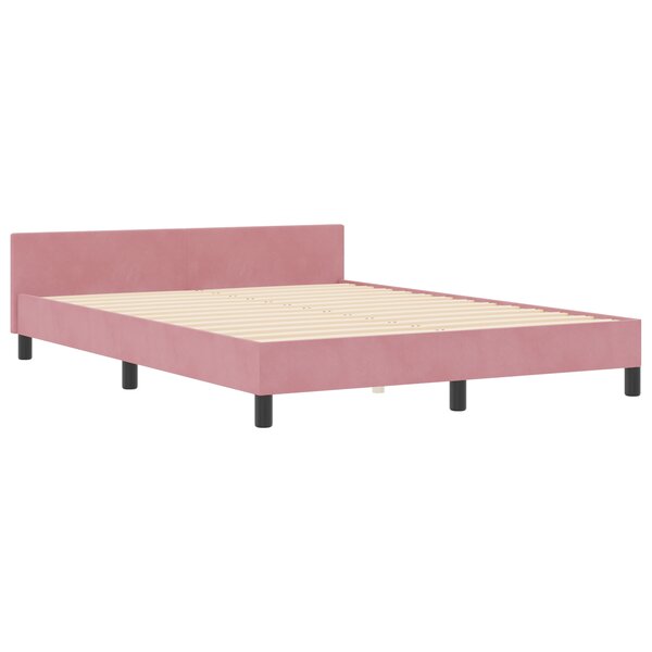 Cadre de lit vidaXL Rose 140x190 cm Velours