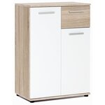 Meuble de rangement Petit Buffet - Blanc mat et chêne Sonoma - Classique - 60 cm