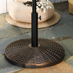 Pied de parasol rond base de lestage Ø 53 x 35 5 cm résine imitation rotin poids net 25 Kg noir bronze