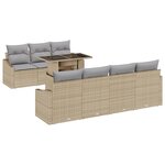 vidaXL Canapé de jardin 8 pièces avec coussins beiges en poly rotin
