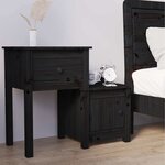 vidaXL Table de chevet Noir 79 5x38x65 5 cm Bois de pin massif