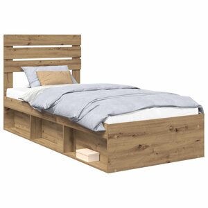 vidaXL Cadre de lit Chêne artisan 90 x 200 cm Pin massif