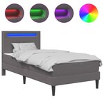 vidaXL Cadre de lit avec bandes LED Gris 90 x 200 cm Simili cuir