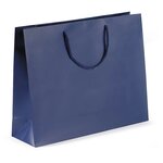 Sac pelliculé mat bleu nuit à poignées cordelières 19 x 27 x 10 cm (lot de 25)