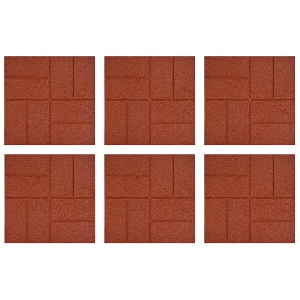 vidaXL Pierre de marchage 6 pièces Rouge 40 5 x 40 5 x 2 cm Caoutchouc