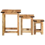 vidaXL Tables d'appoint gigognes 3 Pièces bois de manguier massif brut