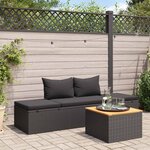 vidaXL Chaise longue avec coussins Résine tressée Noir
