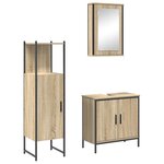 vidaXL Ensemble de mobilier de salle de bain avec étagère 3 Pièces Marron