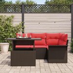 vidaXL Ensemble de canapé de jardin 5 Pièces Marron polyrotin