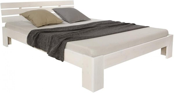 Lit double en bois massif 180x200cm blanc pin lit futon a lattes cadre de lit