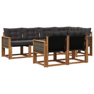 vidaXL Ensemble de canapés d'extérieur 7 pc Naturel et noir