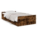 vidaXL Cadre de lit et tiroirs chêne fumé 90x190 cm bois d'ingénierie