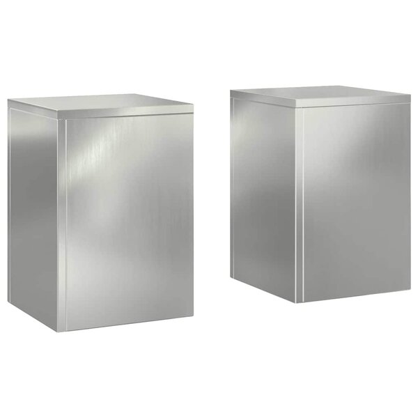 vidaXL Supports pour plantes 2 Pièces Argent 24 x 24 x 35 cm